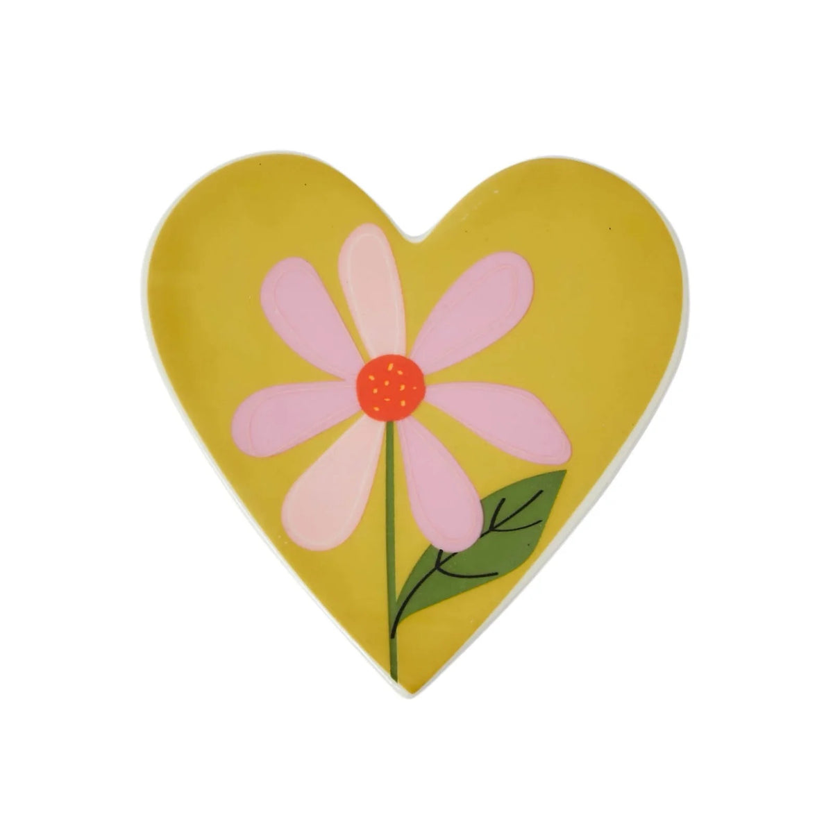 Olive Flower - Porcelain Heart Coaster - Belly Button