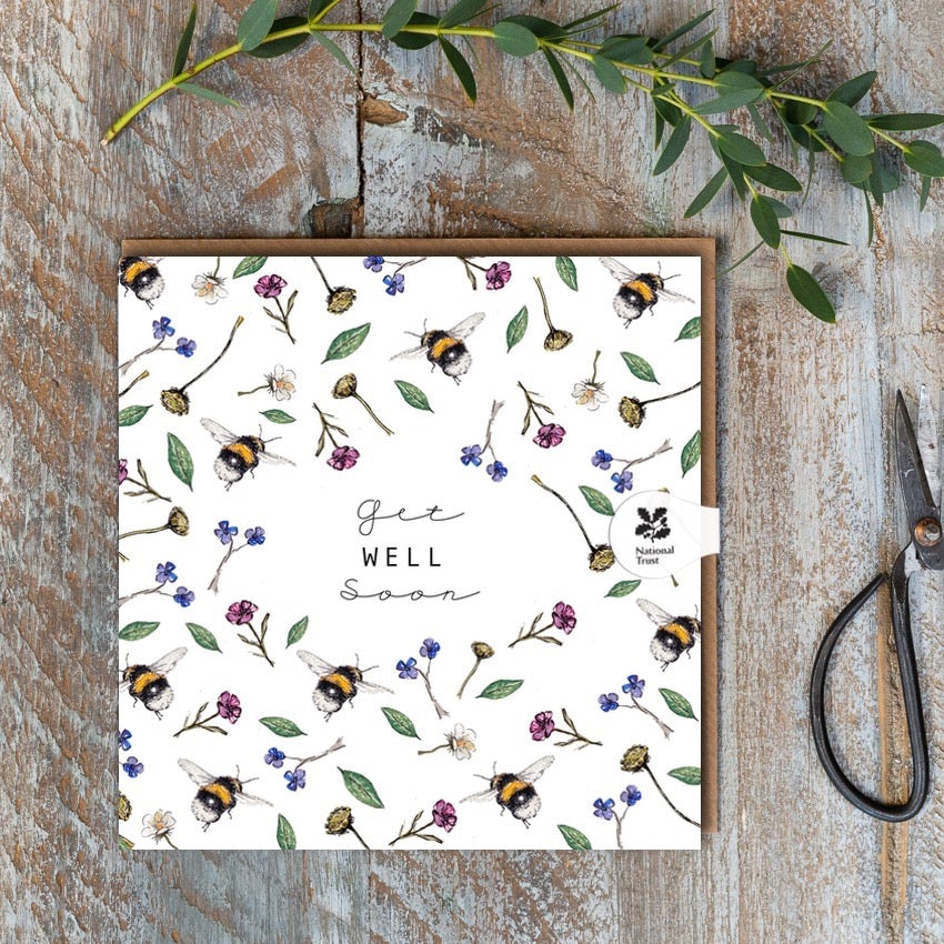 Toasted Crumpet Get Well Soon Bees & Floral Card