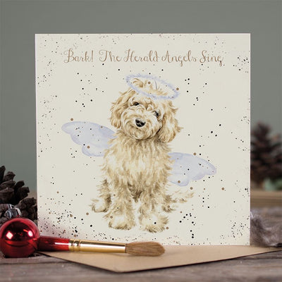 'Bark! The Herald' Angel Labradoodle Christmas Card - Wrendale Designs