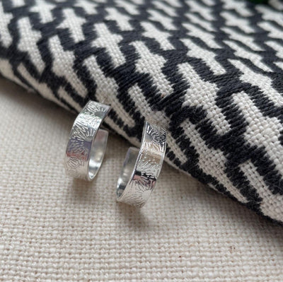 Sterling Silver Wide Pattern Hoop Earrings - Sunrise - The Old Farmhouse Jewellery