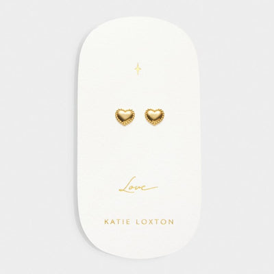 Katie Loxton Waterproof Jewellery - Love - Heart Stud Earrings - Gold