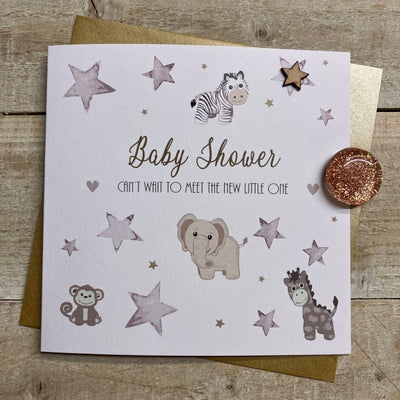 Baby Shower Stars & Animals Card - White Cotton Cards