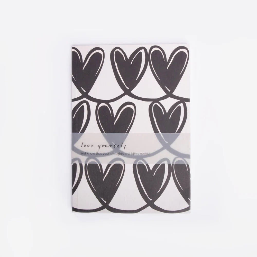 Mono Looped Hearts A5 Softback Notebook - Caroline Gardner