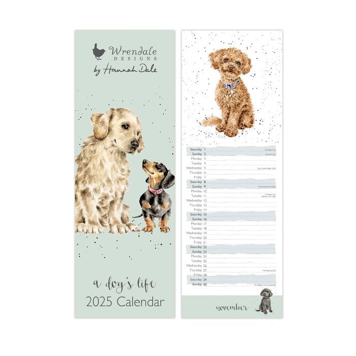 A Dog's Life Slim Calendar 2025 - Wrendale Designs