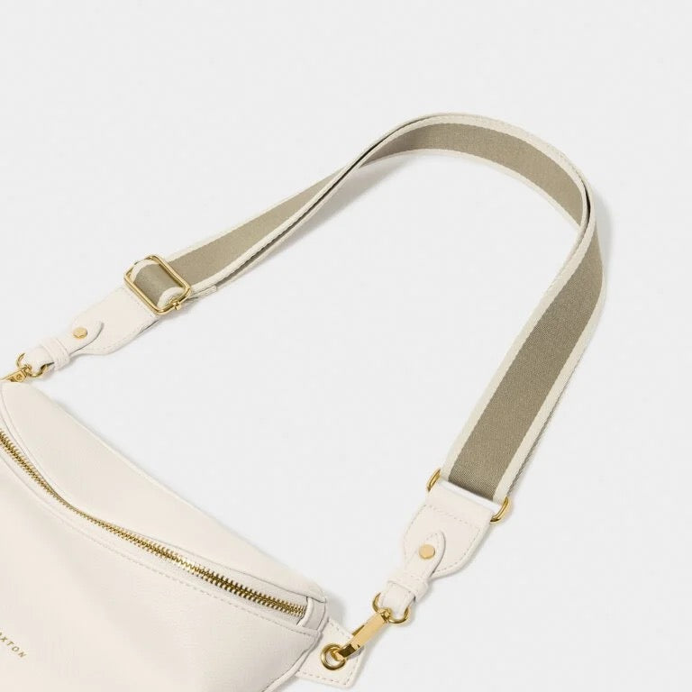 Katie Loxton Canvas Bag Strap - Stripe - Light Khaki Green