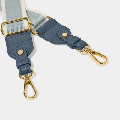 Katie Loxton Canvas Bag Strap - Stripe - Dusty Blue