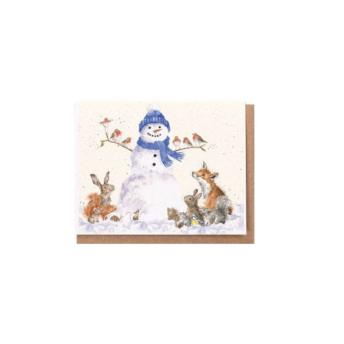 'Gathered All Around' Snowman Mini Christmas Card - Wrendale Designs