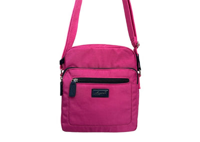 Spirit Lightweight Crossbody Multi Zip Handbag - Fuchsia Pink/Navy