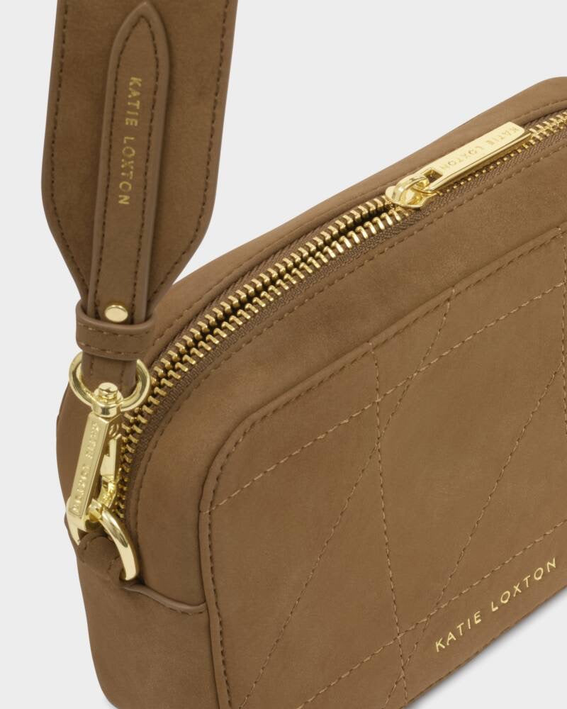 Katie Loxton - Avery Caramel Quilted Suedette - Small Crossbody Handbag - Caramel