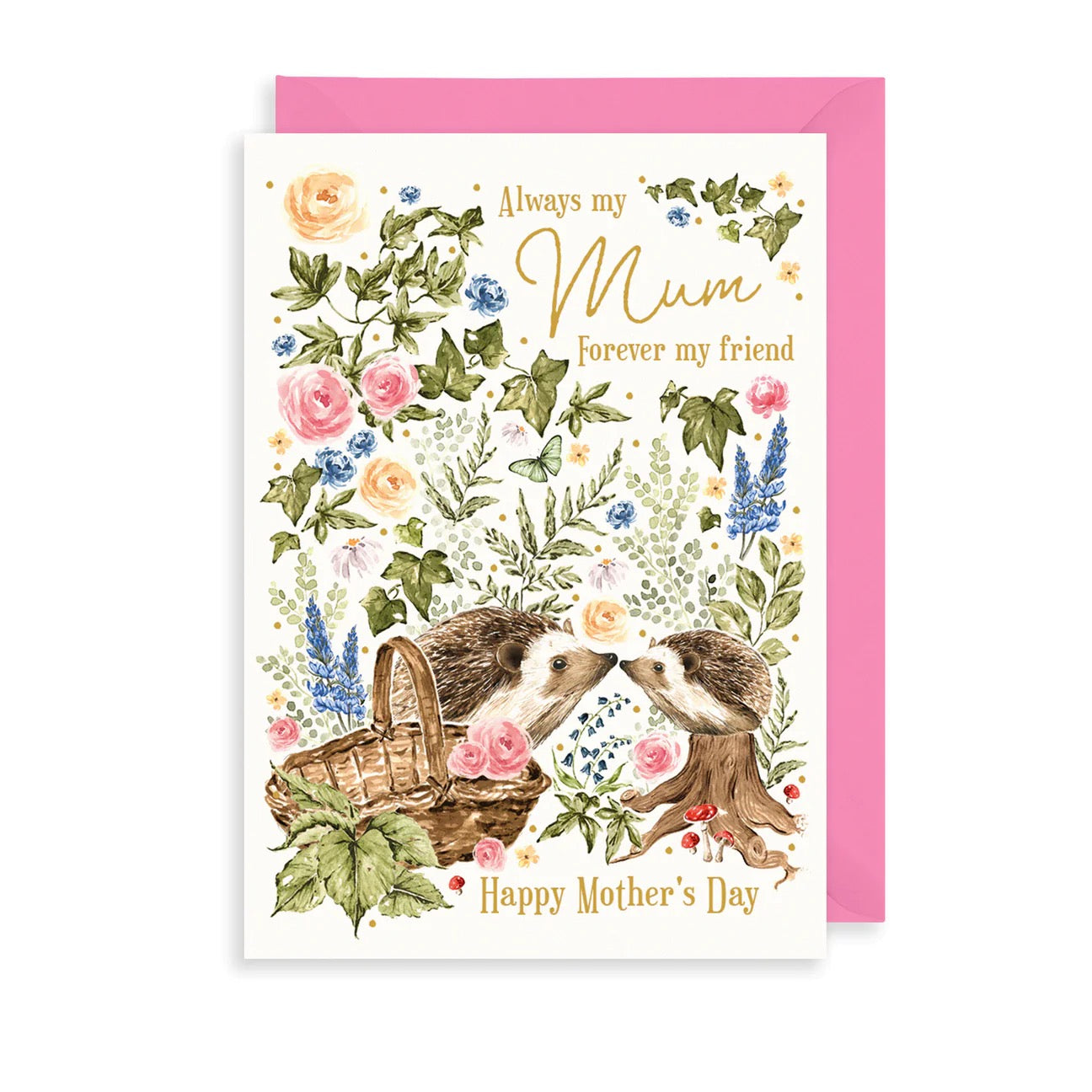 The Art File -  Always My Mum Forever My Friend Mothers Day Floral Hedgehog Card