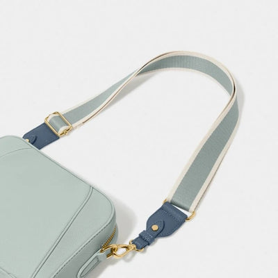 Katie Loxton Canvas Bag Strap - Stripe - Dusty Blue