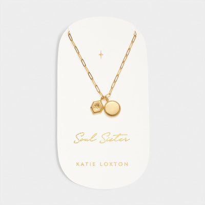 Katie Loxton Waterproof Jewellery - Soul Sister - Gold Paper-link Charm Necklace - Gold