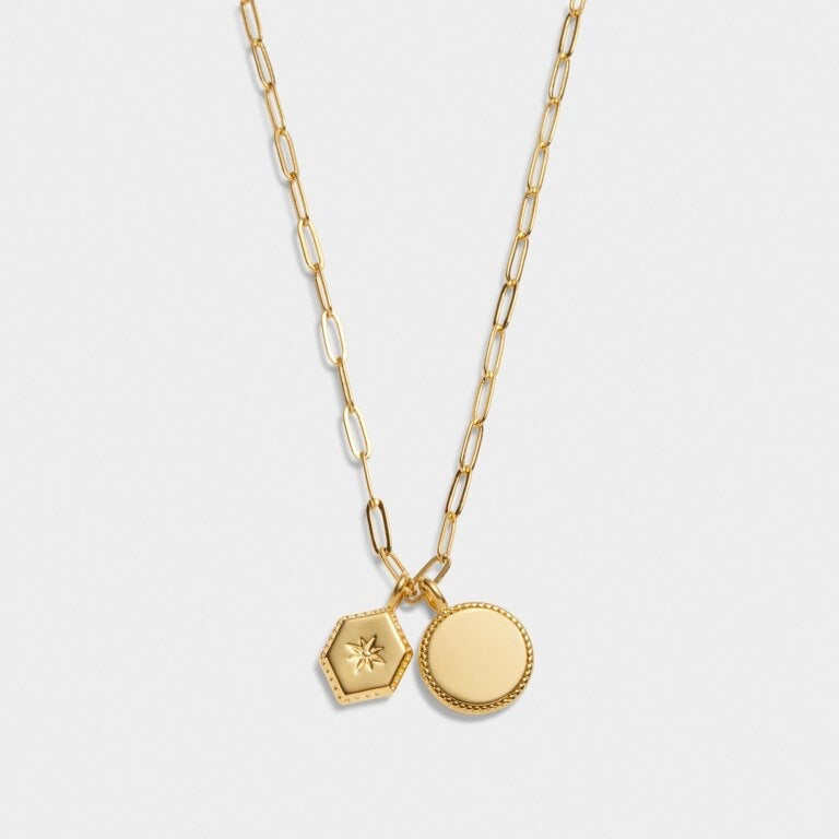 Katie Loxton Waterproof Jewellery - Soul Sister - Gold Paper-link Charm Necklace - Gold