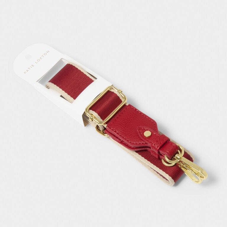 Katie Loxton Canvas Bag Strap - Stripe- Garnet Red