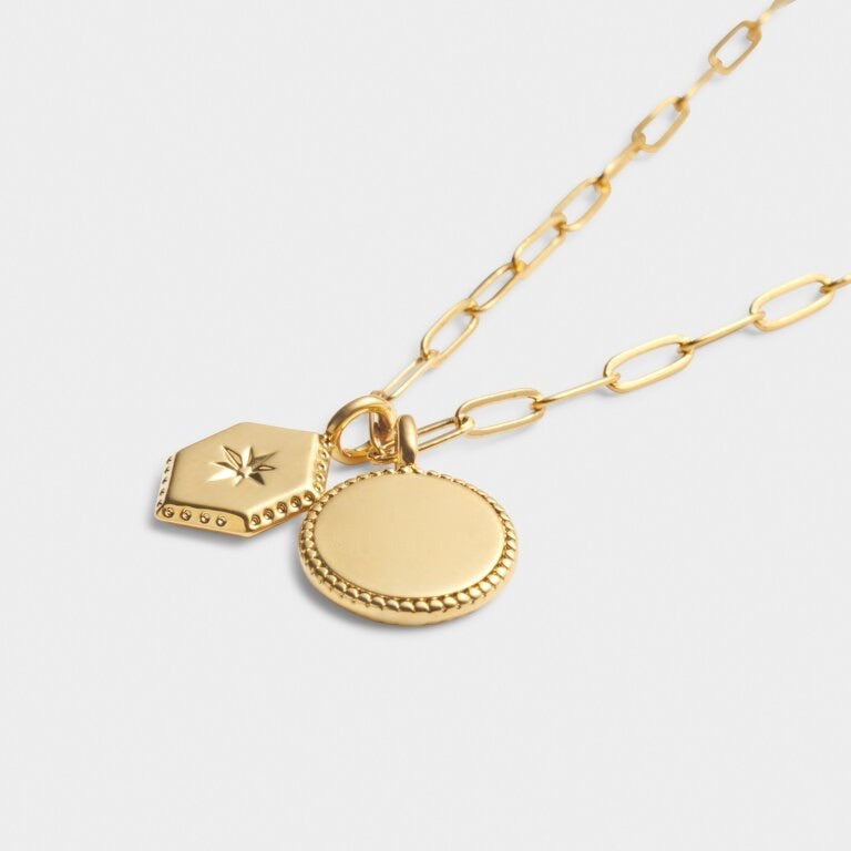 Katie Loxton Waterproof Jewellery - Soul Sister - Gold Paper-link Charm Necklace - Gold