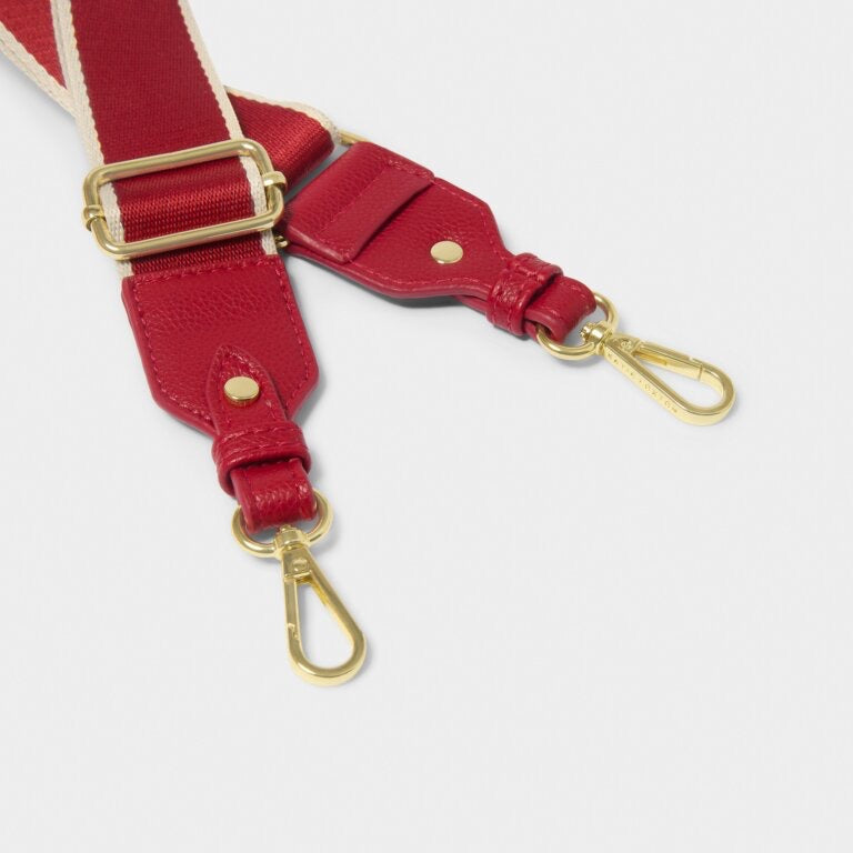 Katie Loxton Canvas Bag Strap - Stripe- Garnet Red