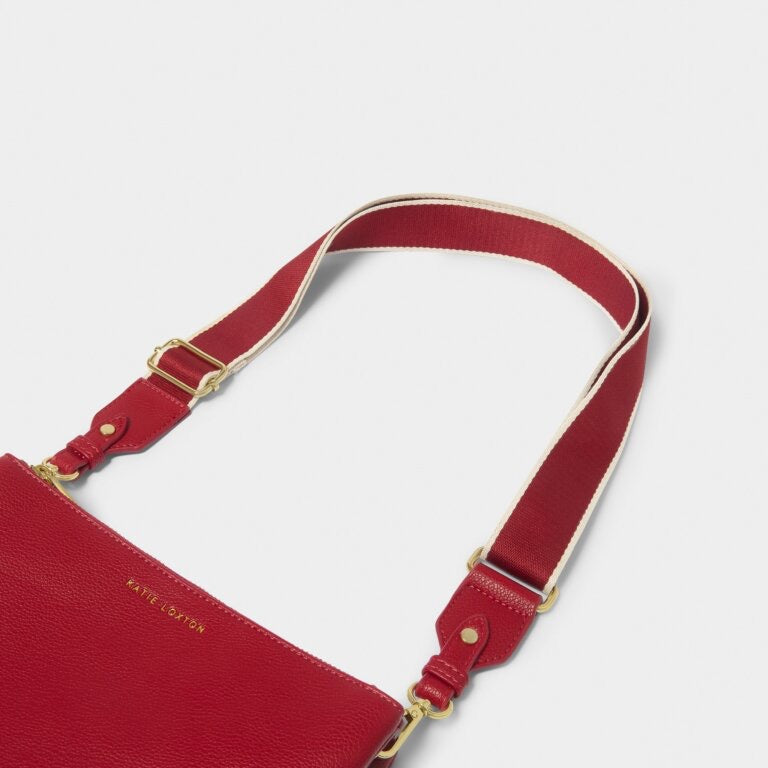 Katie Loxton Canvas Bag Strap - Stripe- Garnet Red