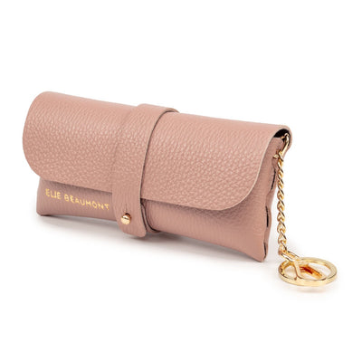 Elie Beaumont Designer Leather Glasses Case - Blush Pink