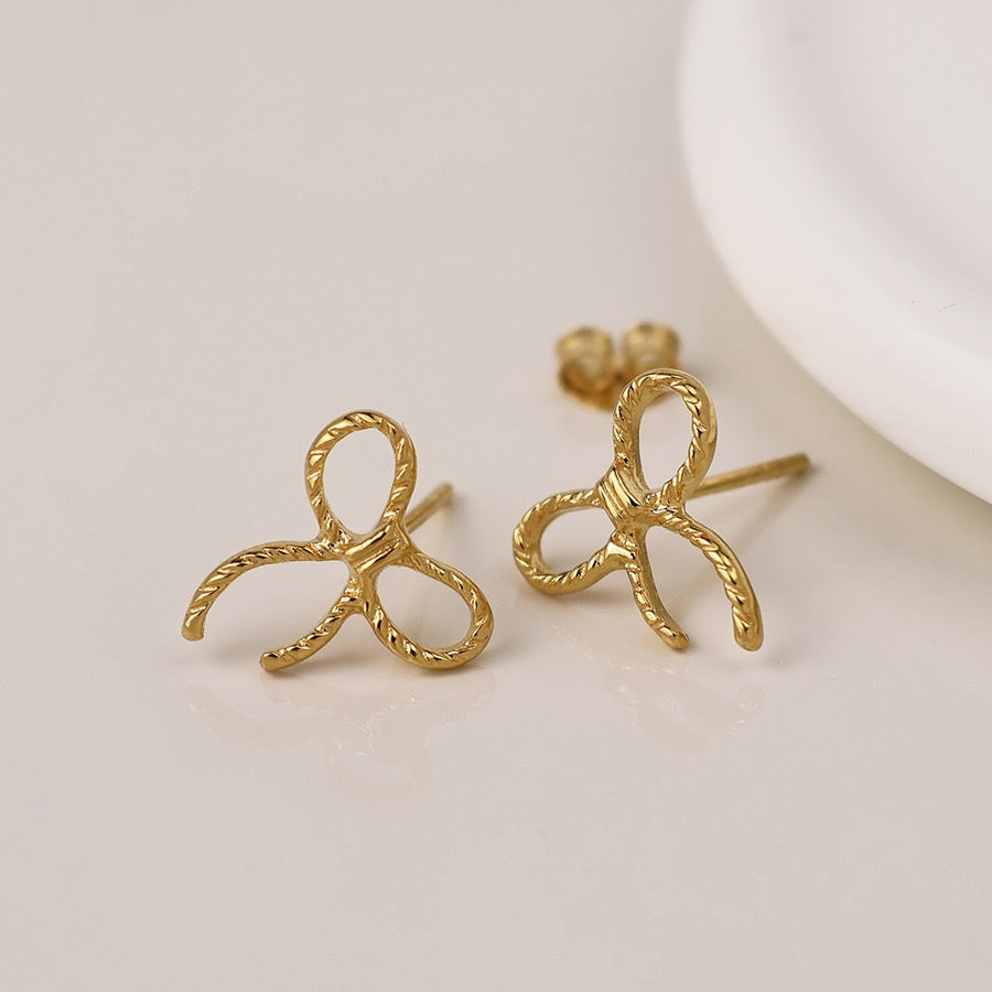 POM - Twist Bow - Gold Plated 925 Stud Earrings