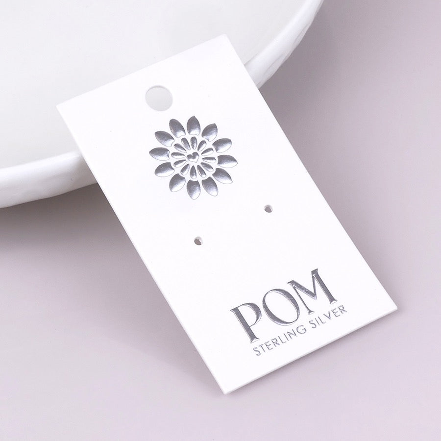 POM - Heart Drop - Sterling Silver Earrings