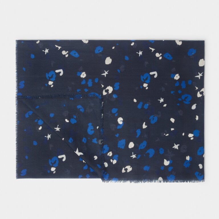 Katie Loxton Foil Print Scarf - Confetti Star - Navy/White/Silver