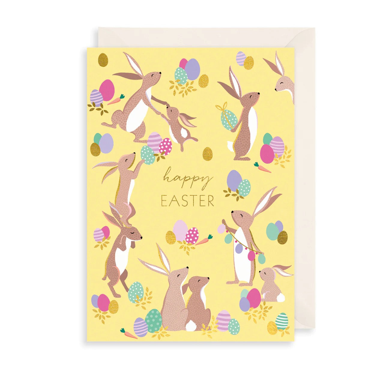 Sara Miller by The Art File - Happy Easter Rabbits & Eggs Blank Card