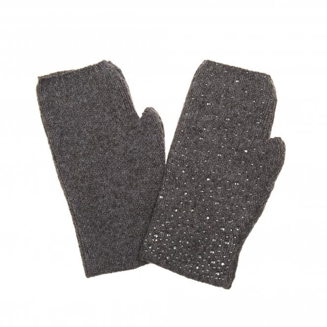 Park Lane Slate Grey Sparkly Wool Knit Fingerless Gloves