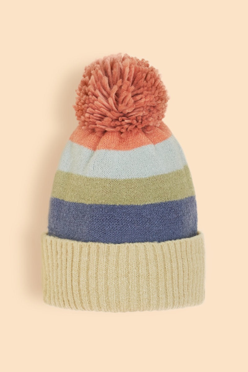 Powder Lilia Stripe Bobble Hat - Pastel Mix