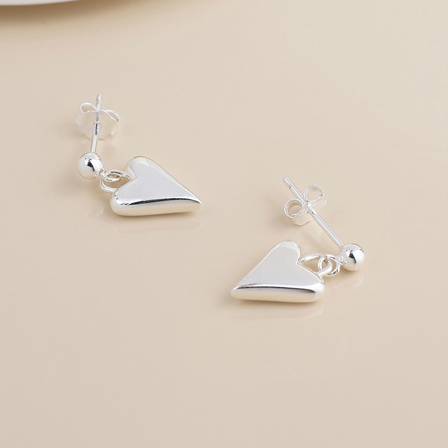 POM - Heart Drop - Sterling Silver Earrings