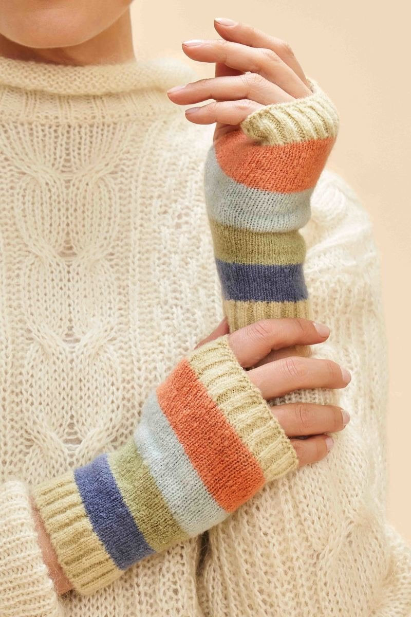 Powder Lilia Stripe Wrist Warmers- Pastel Mix