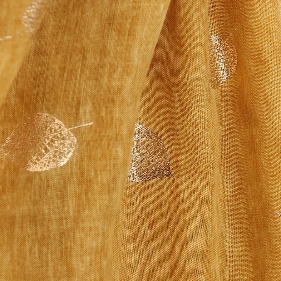 POM Washed Mustard Foil Leaf Print Scarf