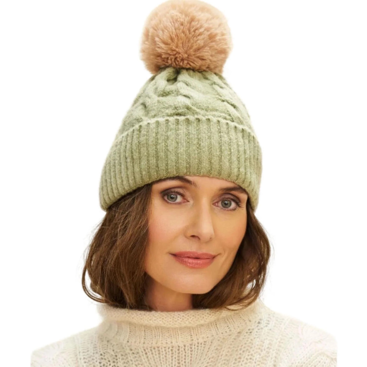 Powder Svana Bobble Hat - Sage Green