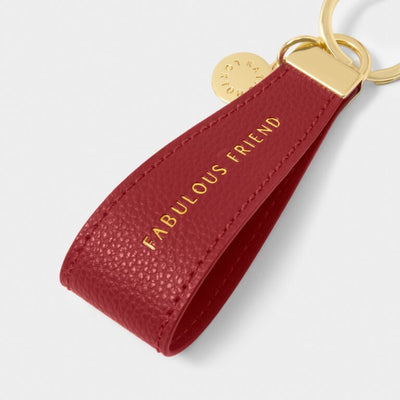 Katie Loxton Sentiment Loop Keyring - Fabulous Friend -Garnet Red