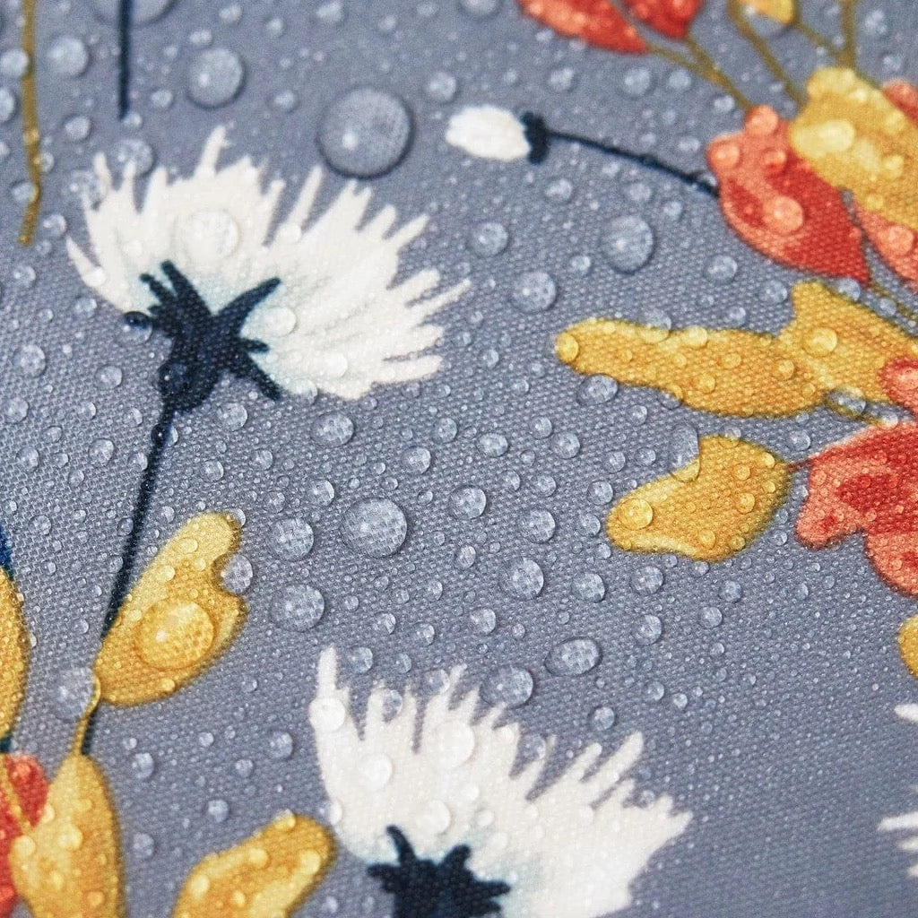 Eco Chic Foldable Mini Umbrella -Flowers Print - Grey