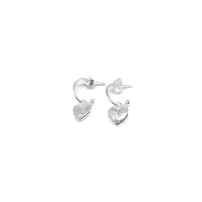 Nola Hammered Heart Hoop Earrings - Silver - Clementine Jewellery