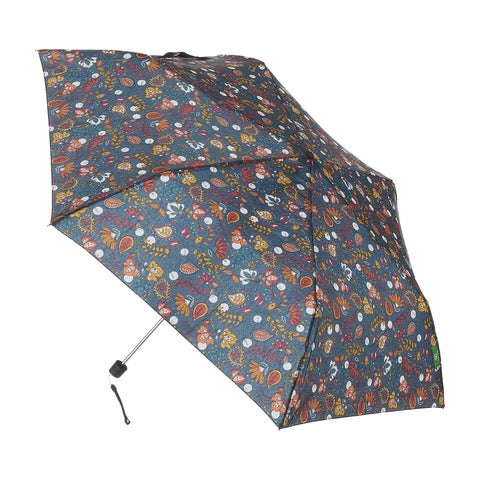 Eco Chic Foldable Mini Umbrella Forest Flowers - Navy