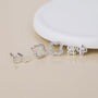 POM Silver Plated Quatrefoil Triple Stud Set