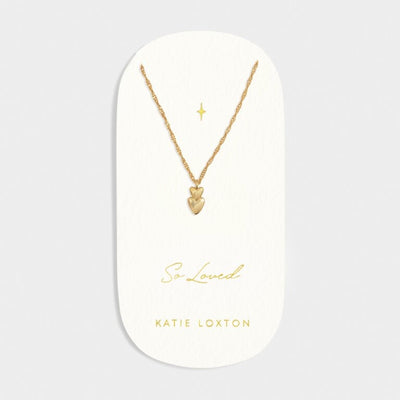 Katie Loxton Waterproof Jewellery - So Loved - Gold Double Heart Charm Necklace