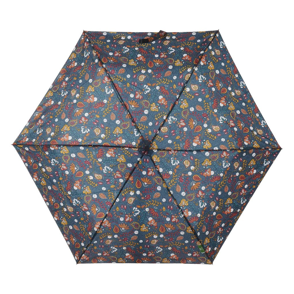 Eco Chic Foldable Mini Umbrella Forest Flowers - Navy