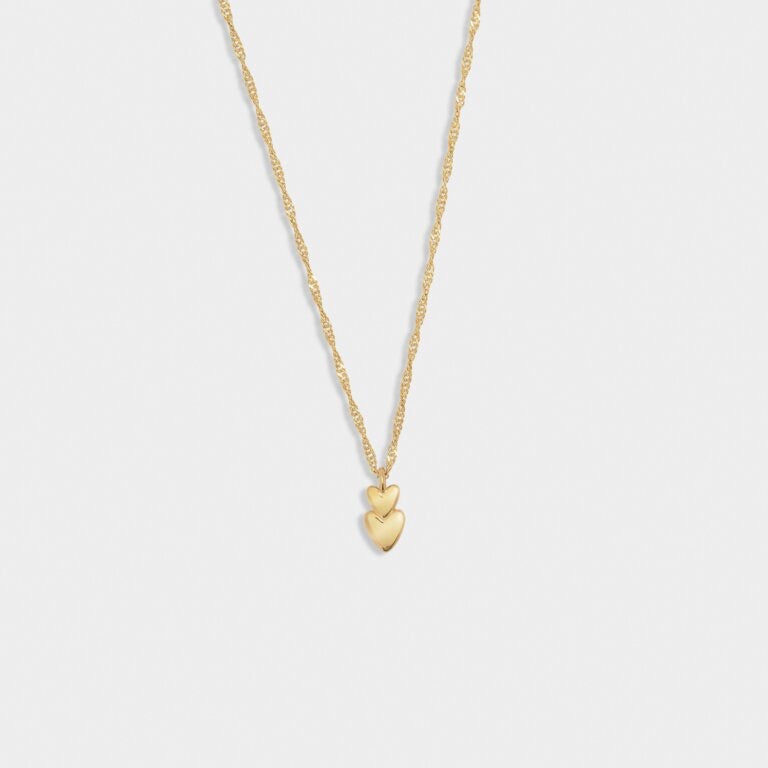 Katie Loxton Waterproof Jewellery - So Loved - Gold Double Heart Charm Necklace