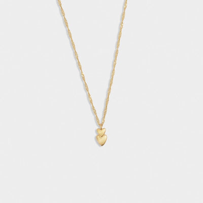 Katie Loxton Waterproof Jewellery - So Loved - Gold Double Heart Charm Necklace