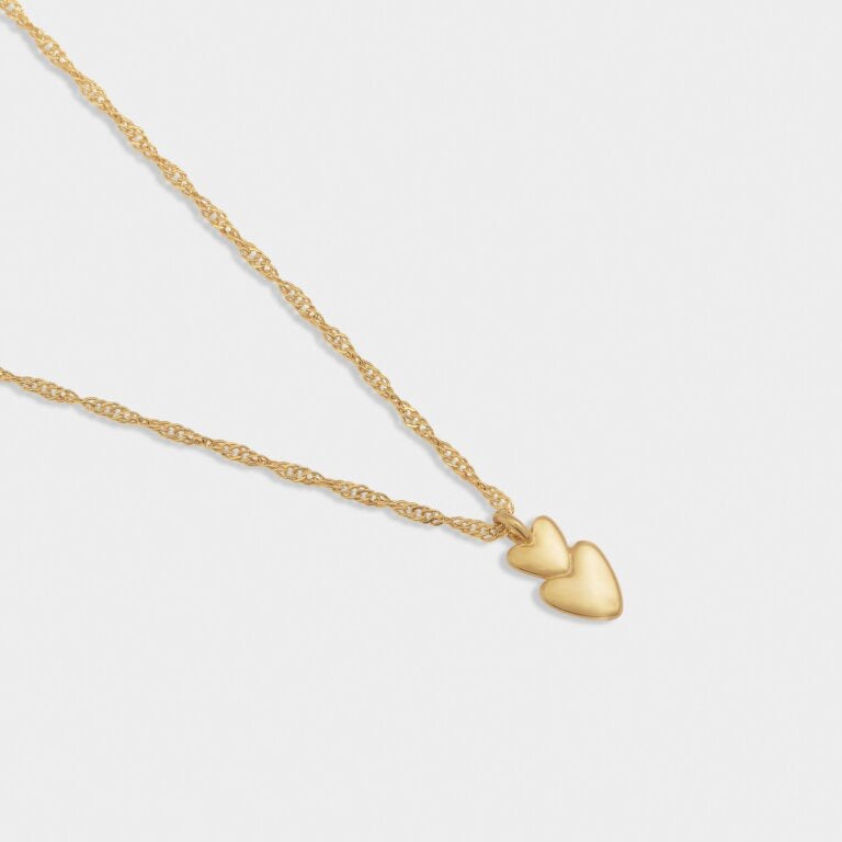 Katie Loxton Waterproof Jewellery - So Loved - Gold Double Heart Charm Necklace