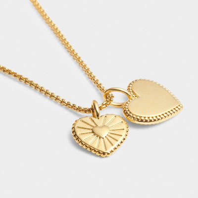 Katie Loxton Waterproof Jewellery - Daughter - Gold Double Heart Charm Chain Bracelet