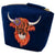 Powder Velvet Mini Tapered Zip Pouch - Highland Cow - Navy