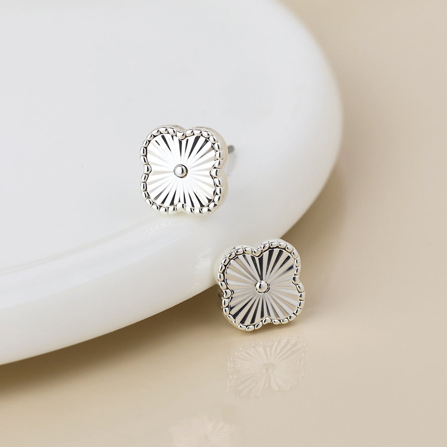 POM Silver Plated Quatrefoil Stud Earrings