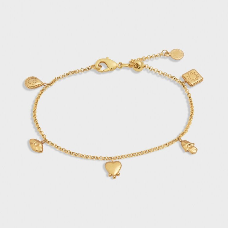 Katie Loxton Waterproof Jewellery - Boheme - Gold Multi Charm Chain Bracelet