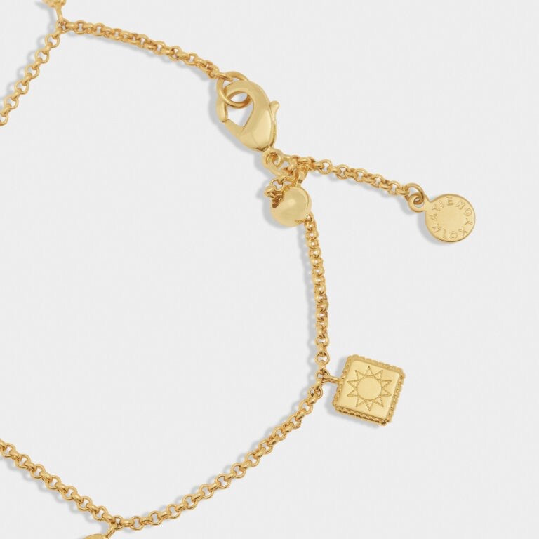 Katie Loxton Waterproof Jewellery - Boheme - Gold Multi Charm Chain Bracelet