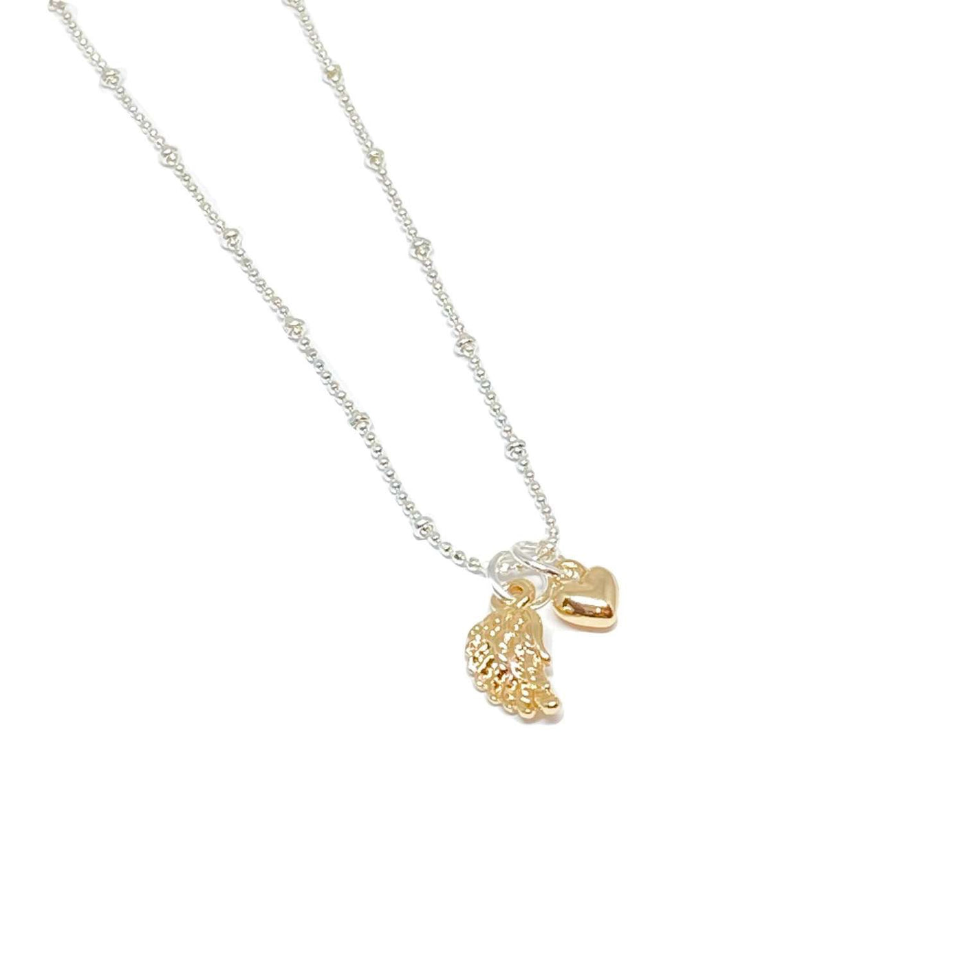Sophia Angel Wing & Heart Necklace - Gold- Clementine Jewellery