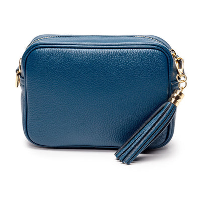 Elie Beaumont Designer Leather Crossbody Bag - Teal Blue (GOLD Fittings)