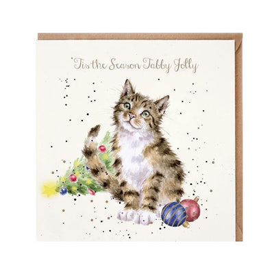 'Tabby Jolly' Cat Christmas Card - Wrendale Designs